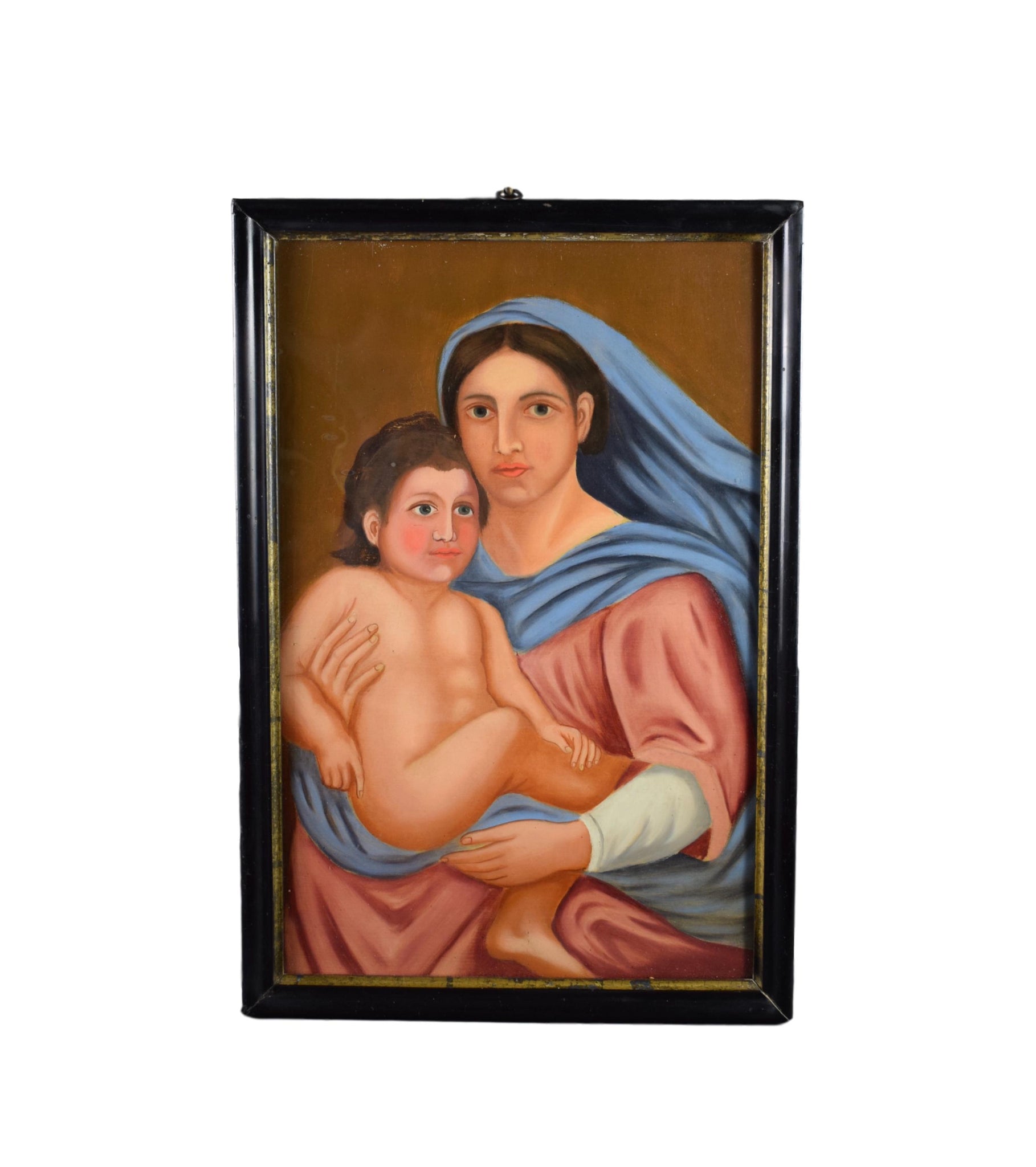 Antique French Oil Painting Italian Madonna and Child