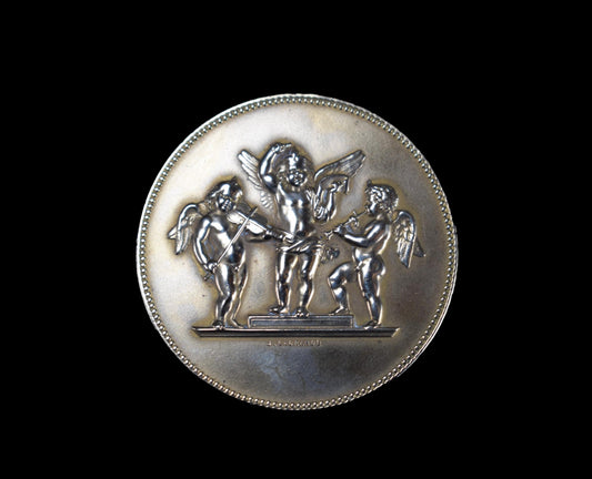 Vintage Bronze Musicians Angels Brooch by J Lagrange