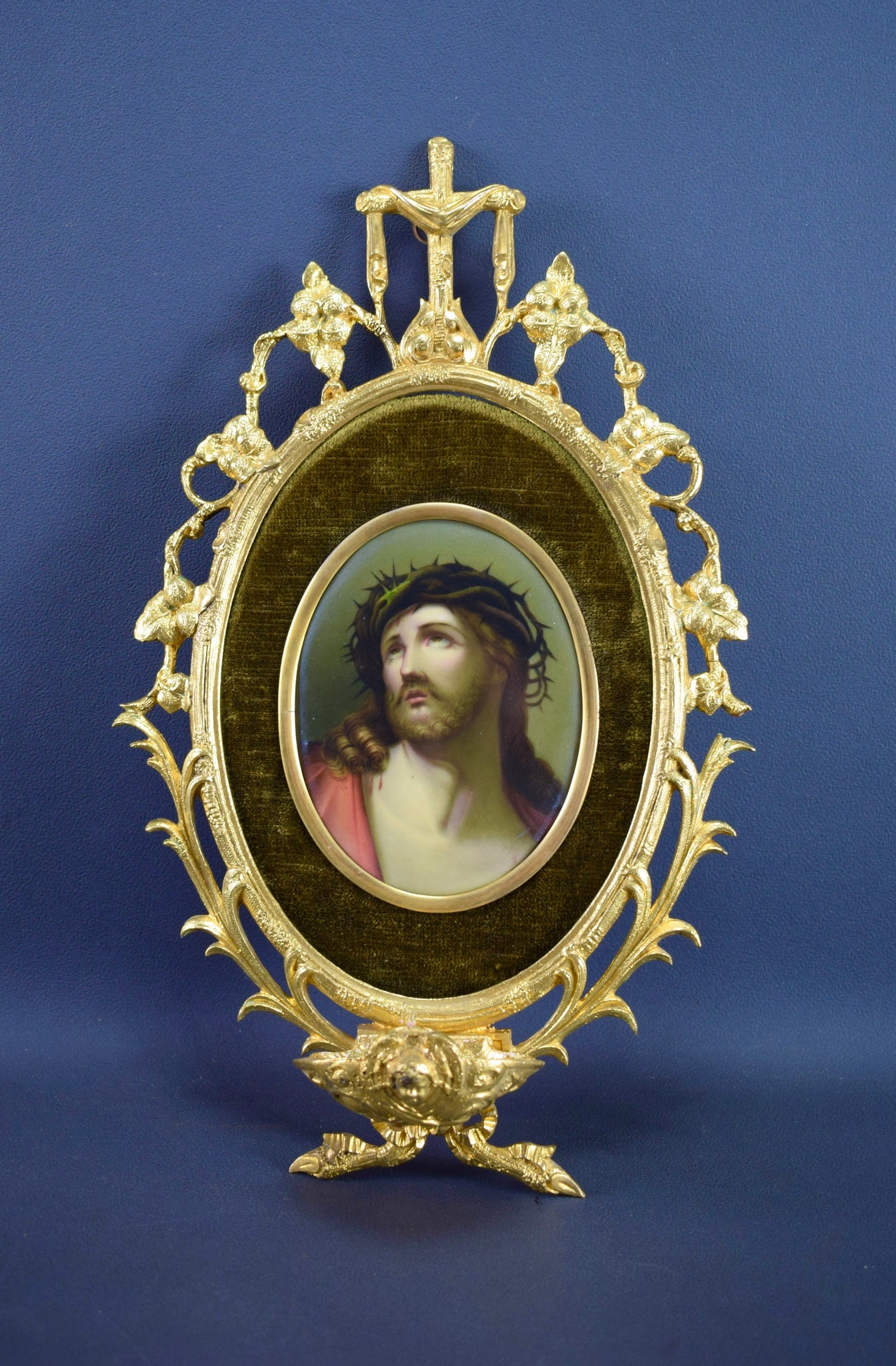Vintage Antique Large French Holy Water Font Face of God