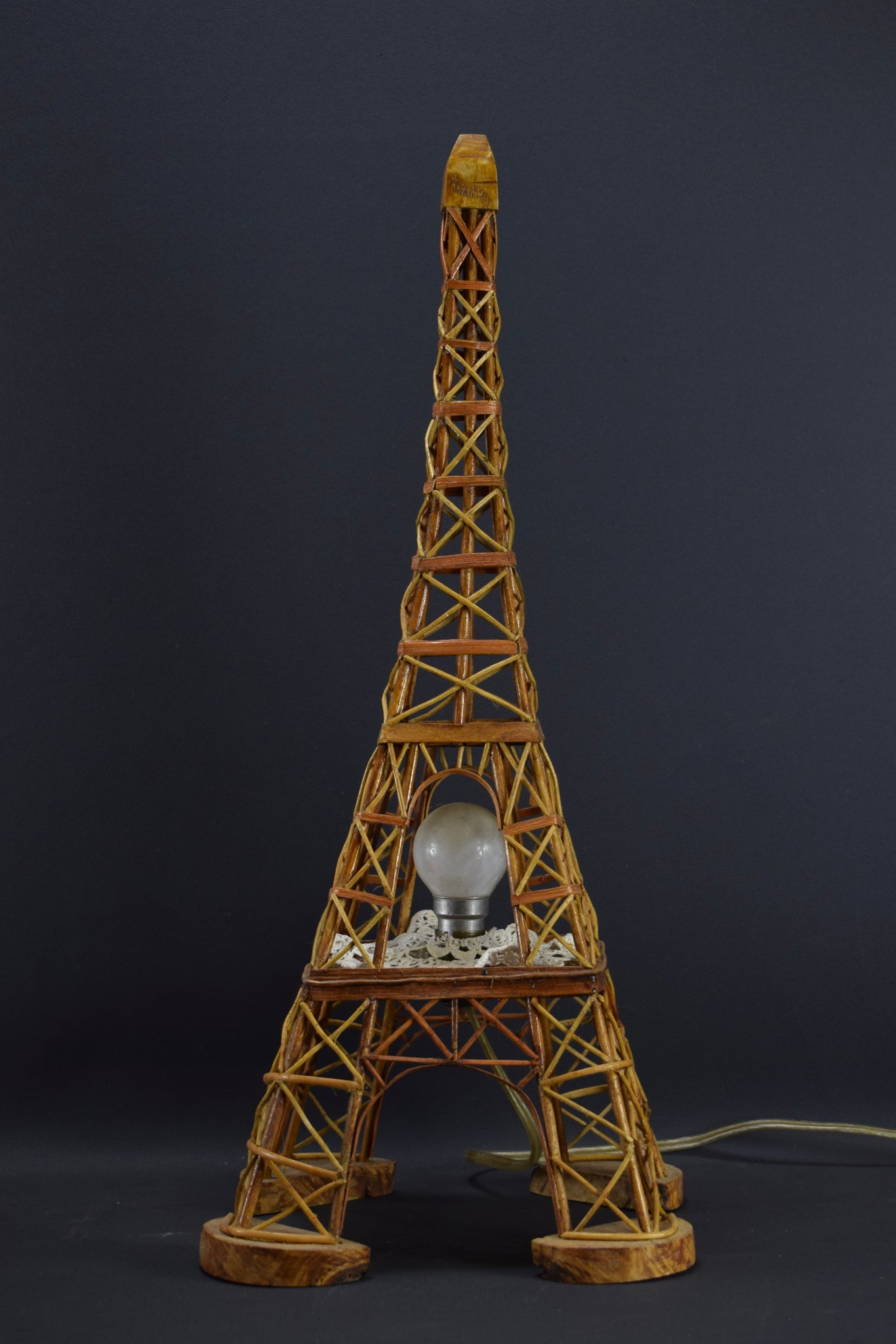 Eiffel Tower Wood Statue Lamp, France Souvenir Building Architectural Model, Parisian Landmark