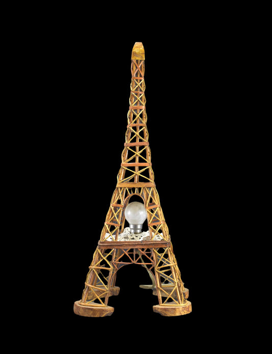 Eiffel Tower Wood Statue Lamp, France Souvenir Building Architectural Model, Parisian Landmark