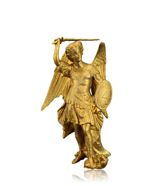 Saint Michael Against the Dragon Statue Sculpture Vintage