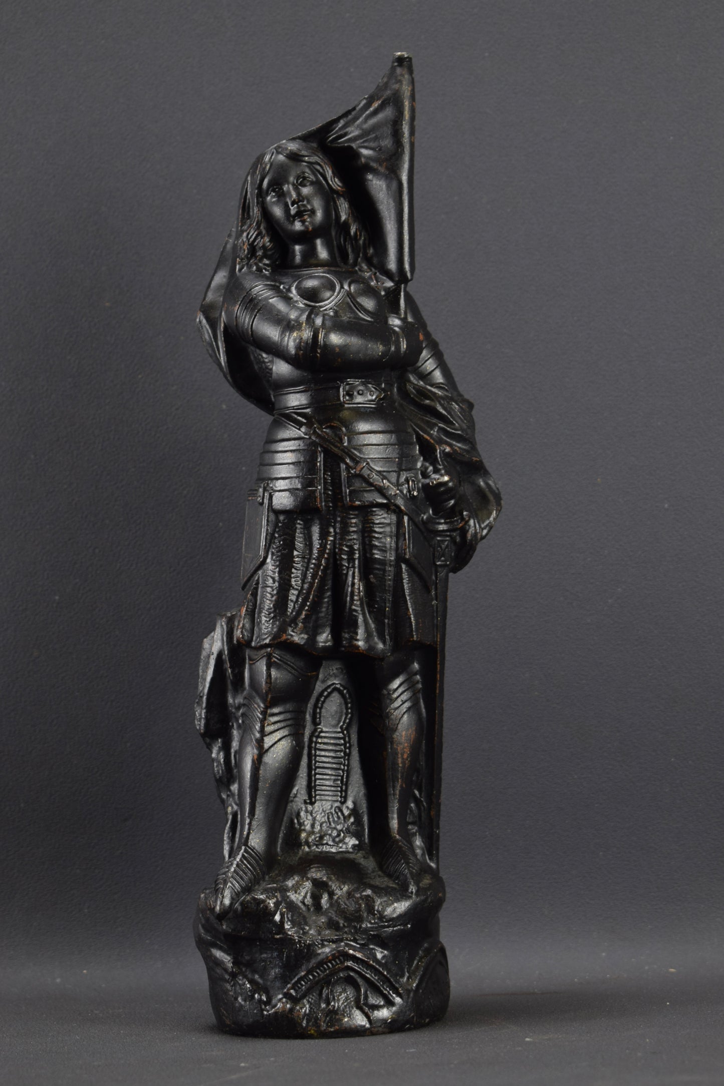 Saint Joan of Arc Statue, Religious Figurine, Saint Sculpture Signed