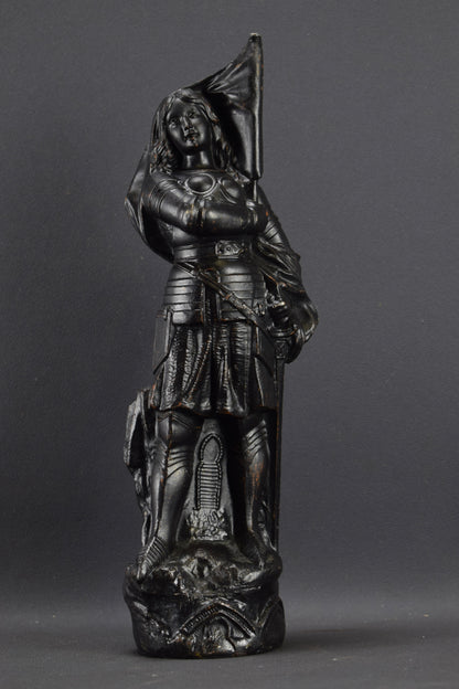Saint Joan of Arc Statue, Religious Figurine, Saint Sculpture Signed