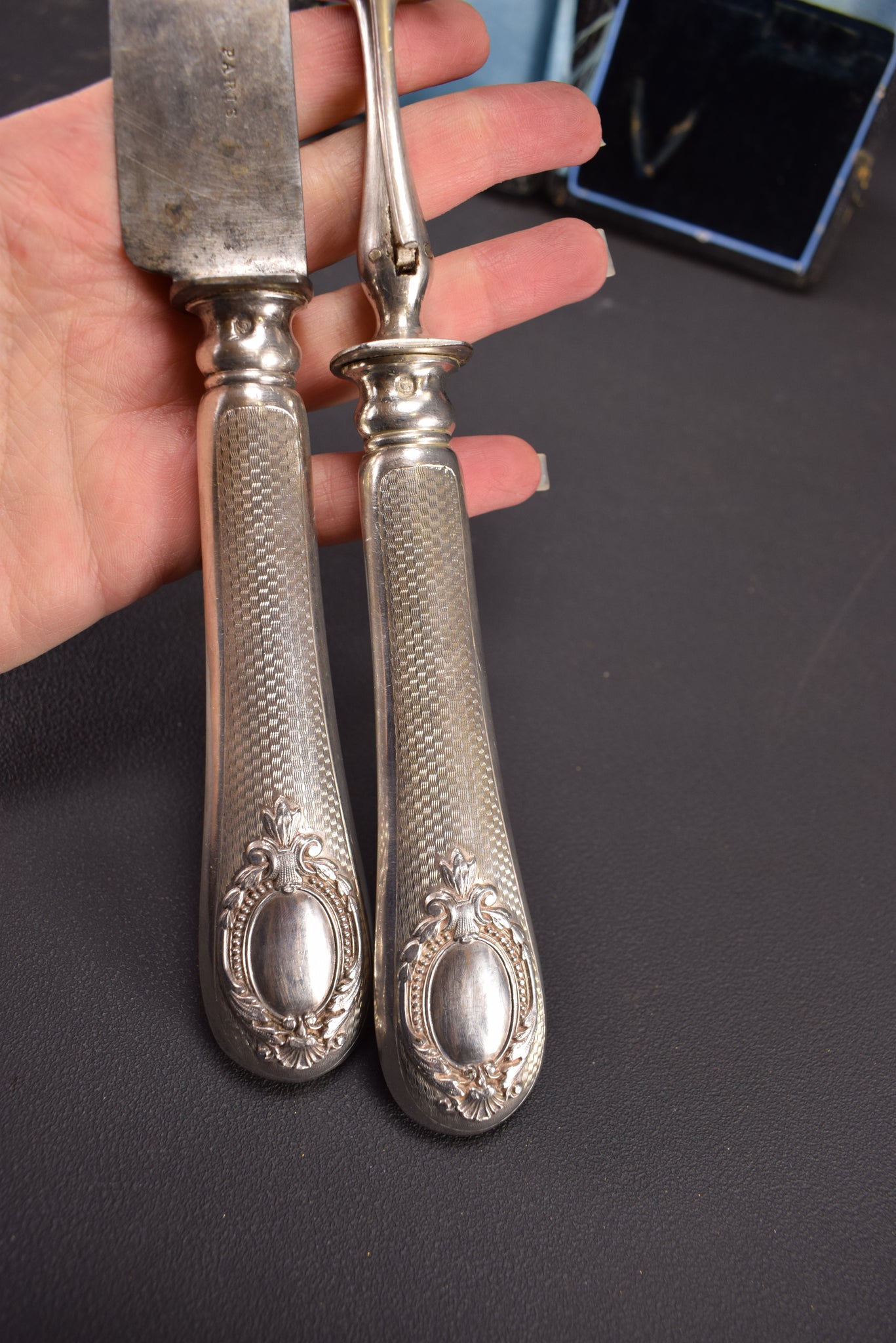 Guilloche silver Carving Set