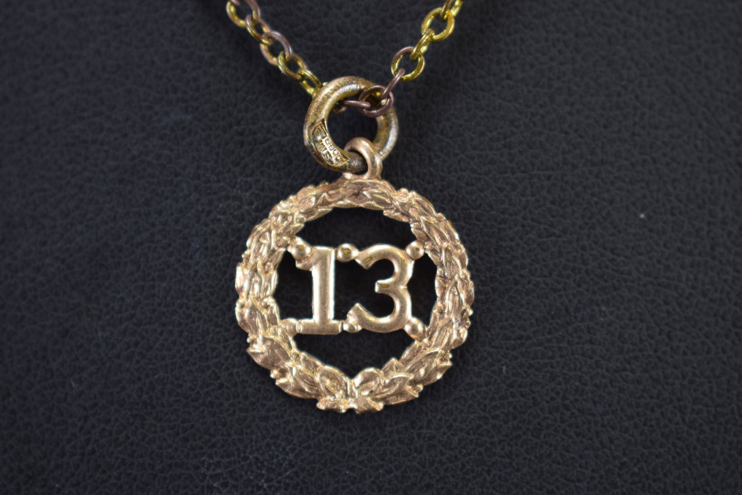 Lucky 13 Good Luck Medal Pendant Lucky Charm VINTAGE Necklace