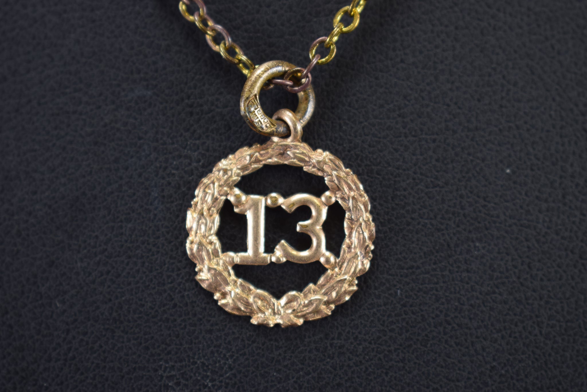 Lucky 13 Good Luck Medal Pendant Lucky Charm VINTAGE Necklace