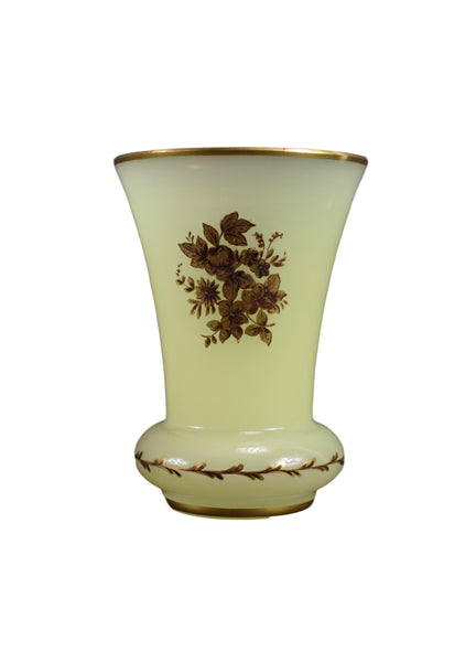 Vintage French Yellow Milk Opaline Glass Vase,  Decor Home Design