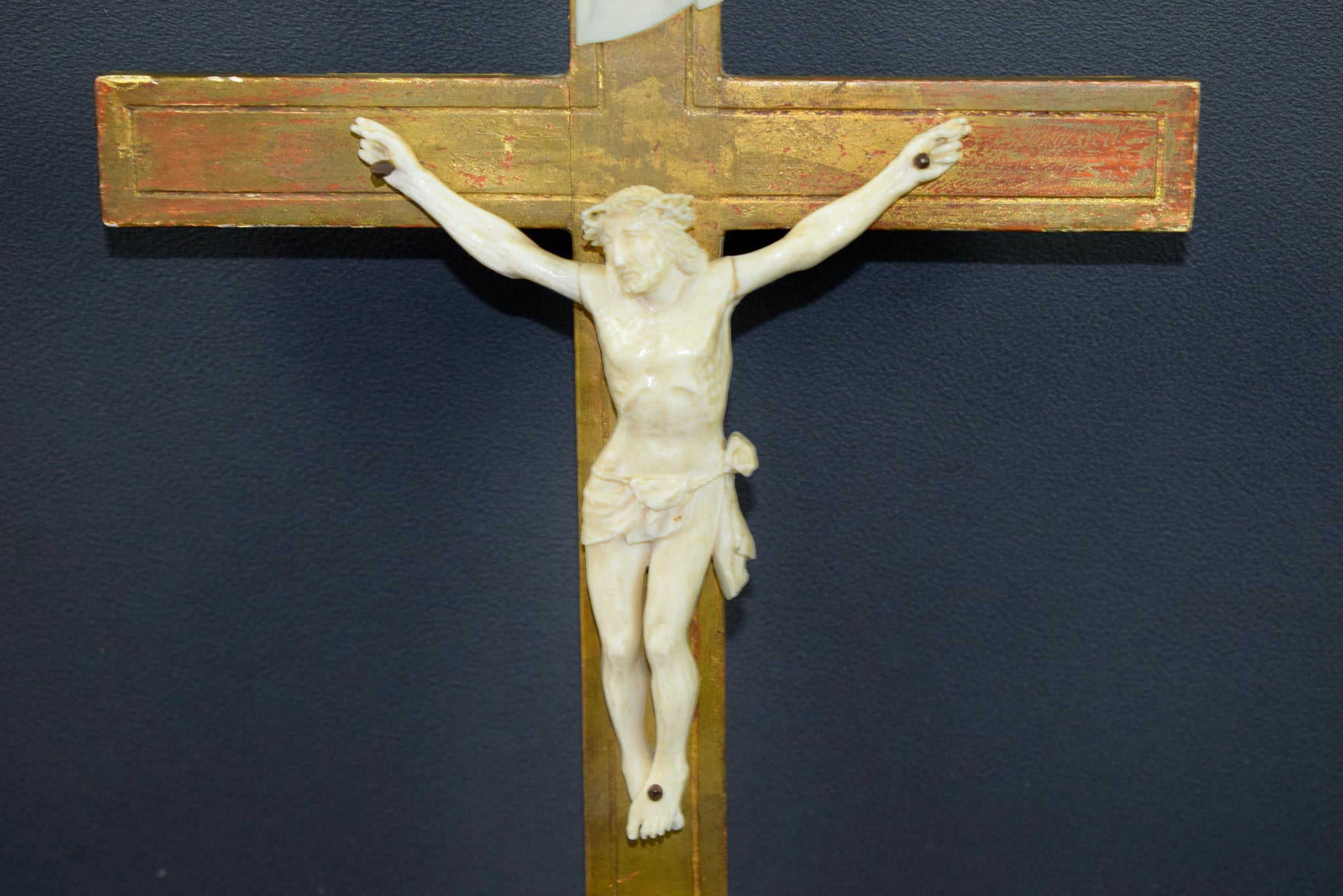 Crucifix Wood Noble Material Carved 19th