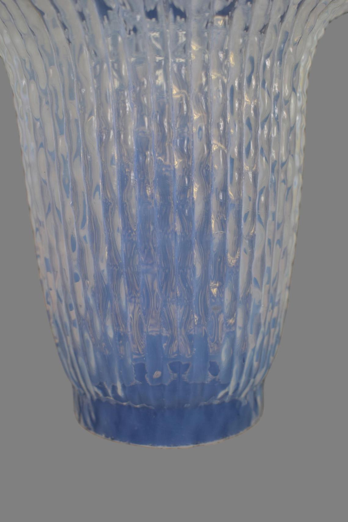  Antique Blue Glass Oil Lamp Shade Faceted Opalescent Glass Lamp Shade
