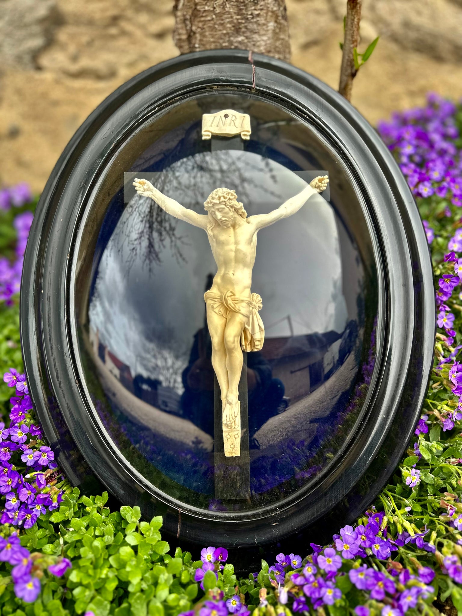 16" Crucifix Under Glass