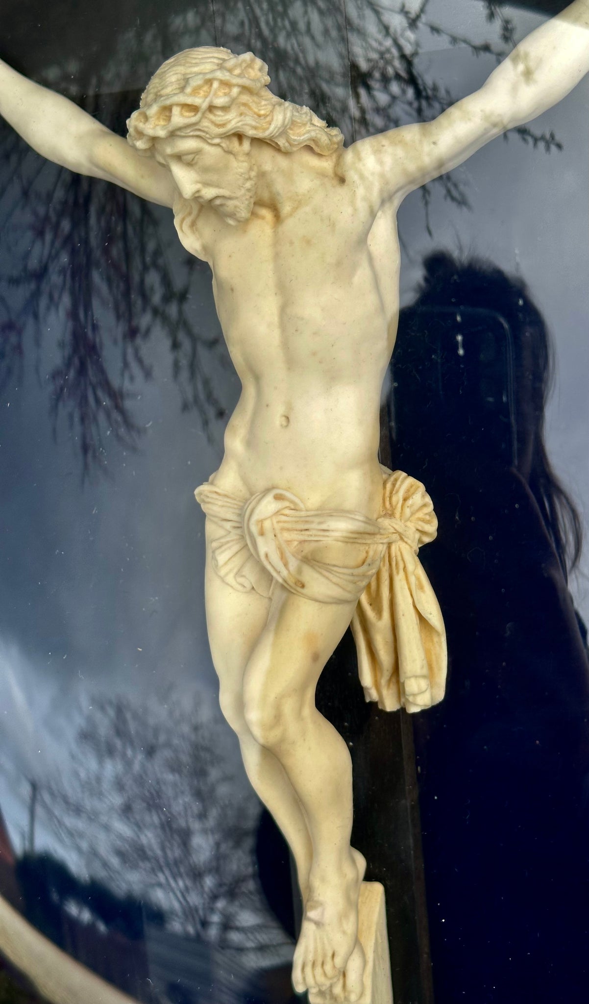 16" Crucifix Under Glass