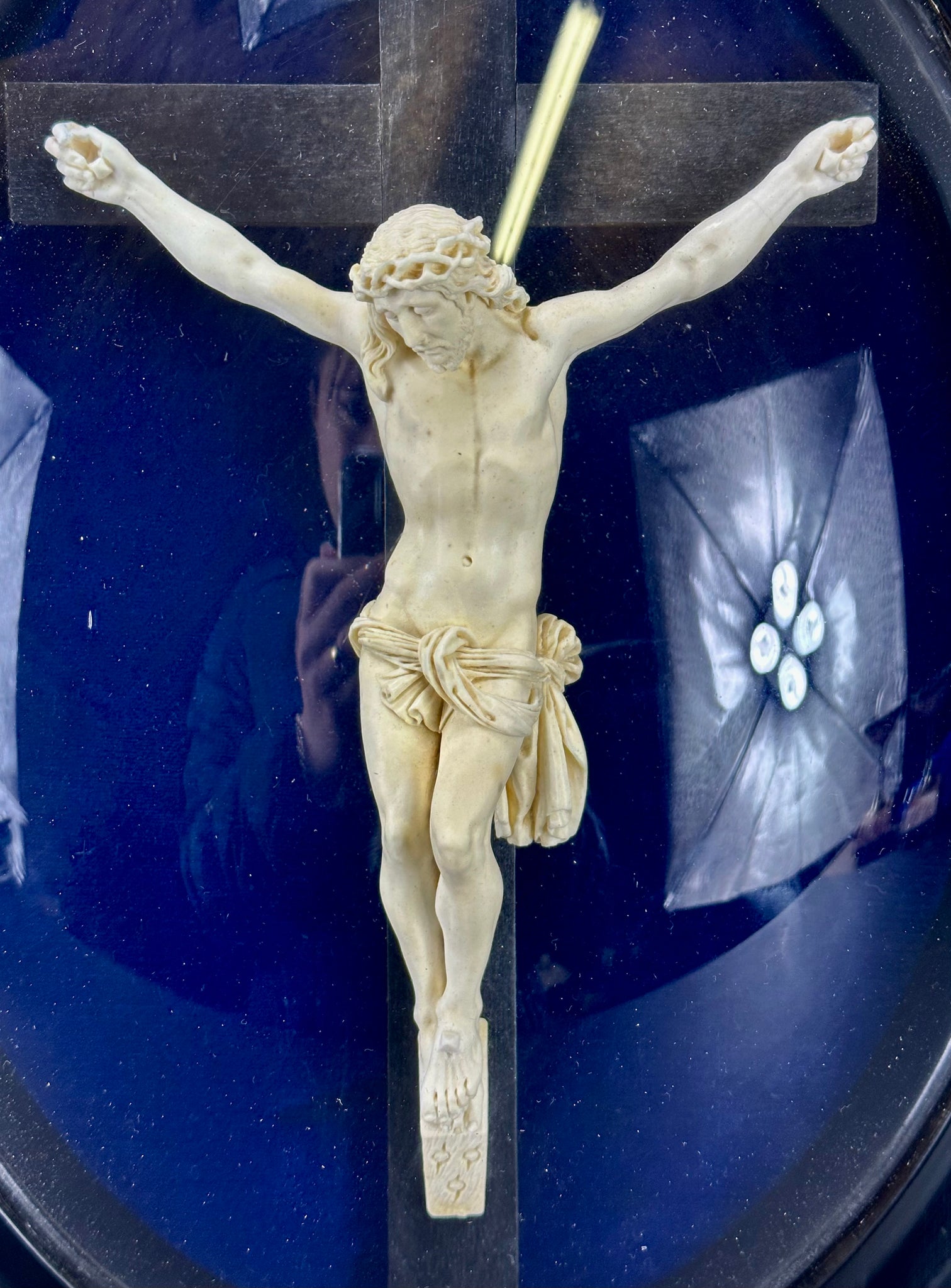 16" Crucifix Under Glass