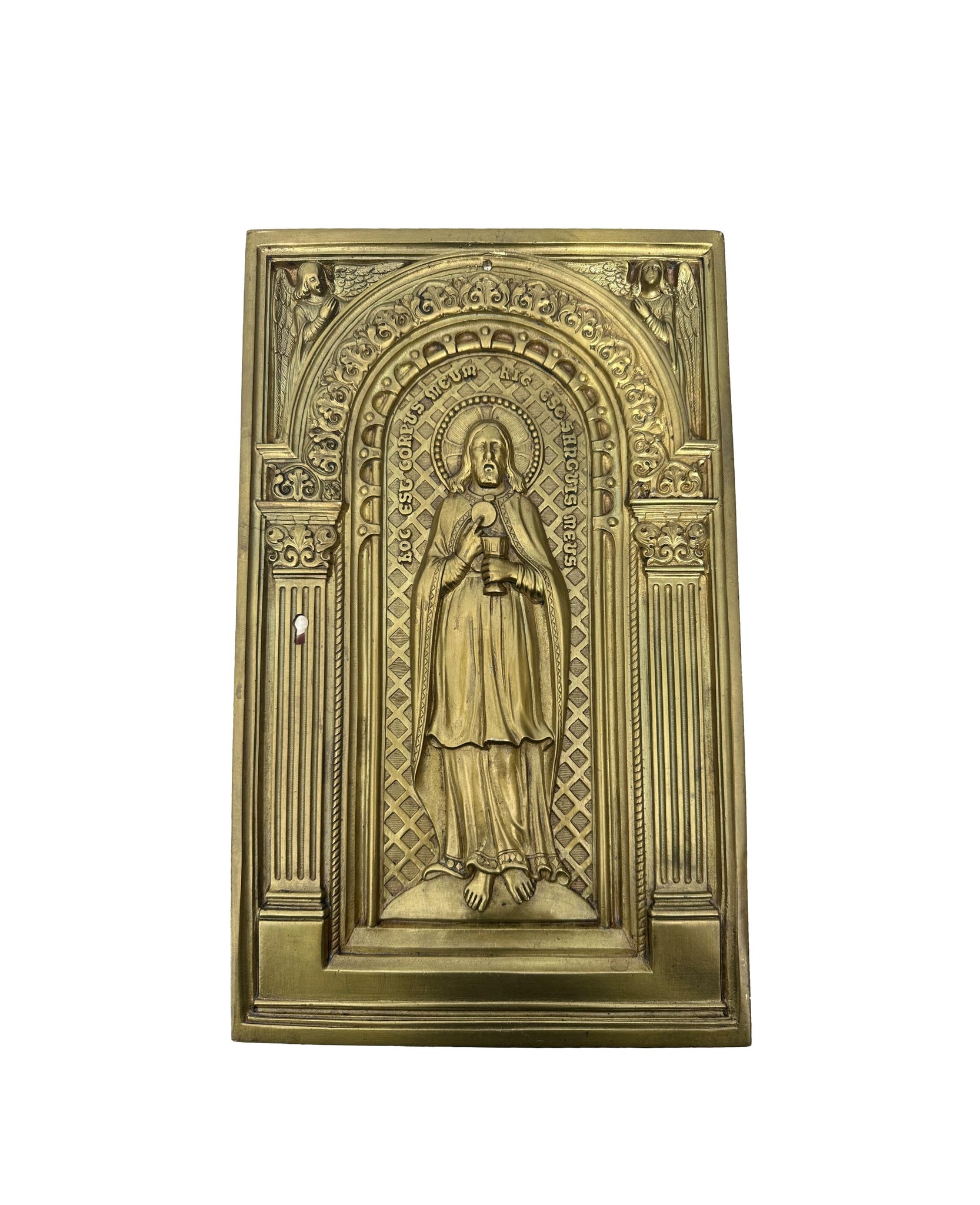 Bronze Jesus Christ Wall Plaque Tabernacle Door Vintage