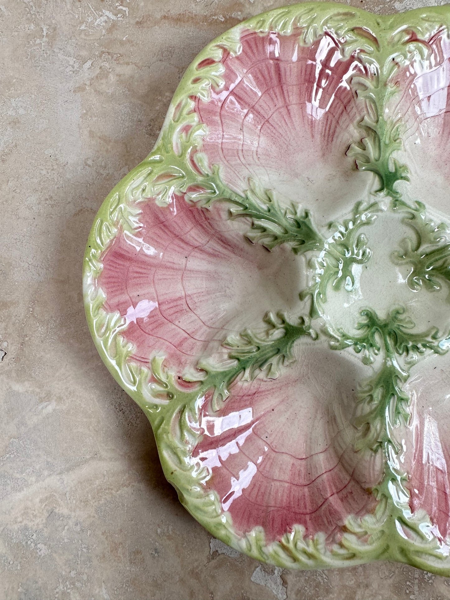 Green Seaweed and Pink Shell Plate