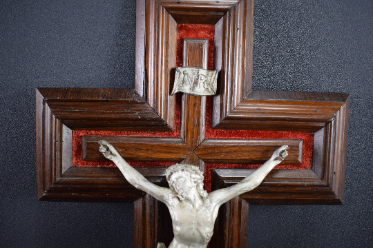 French Antique Large 17 7/8" Wall Crucifix Jesus Christ 19th Century