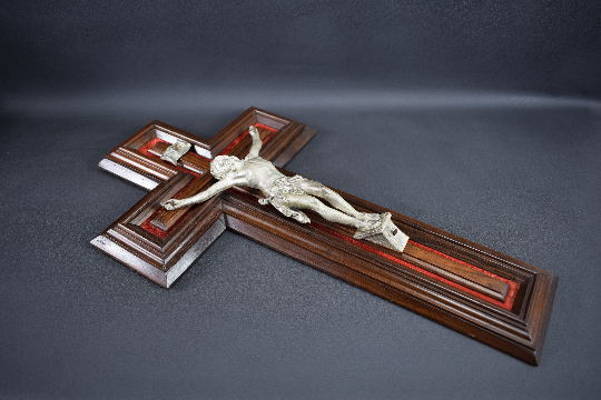 French Antique Large 17 7/8" Wall Crucifix Jesus Christ 19th Century