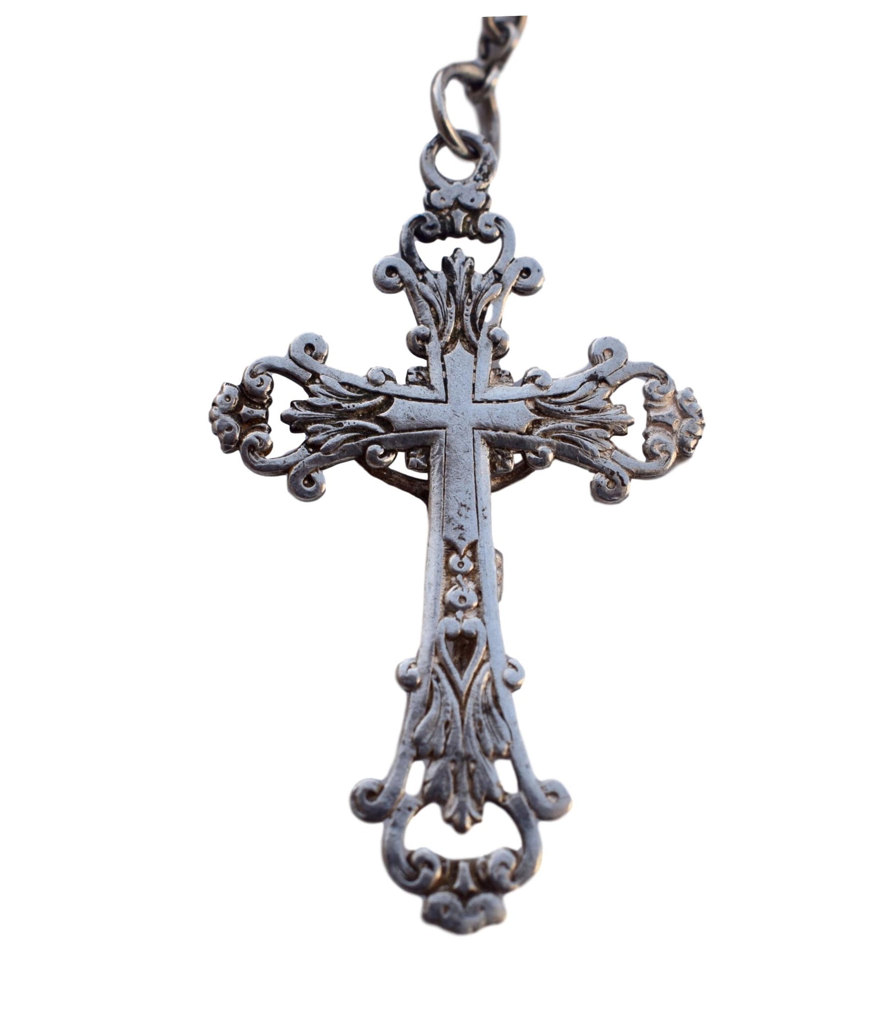 Art Nouveau Silver Rosary - Charmantiques