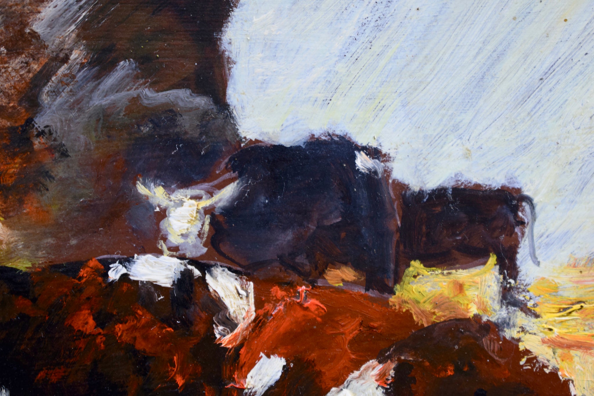 Impressionist Cows Painting - Charmantiques