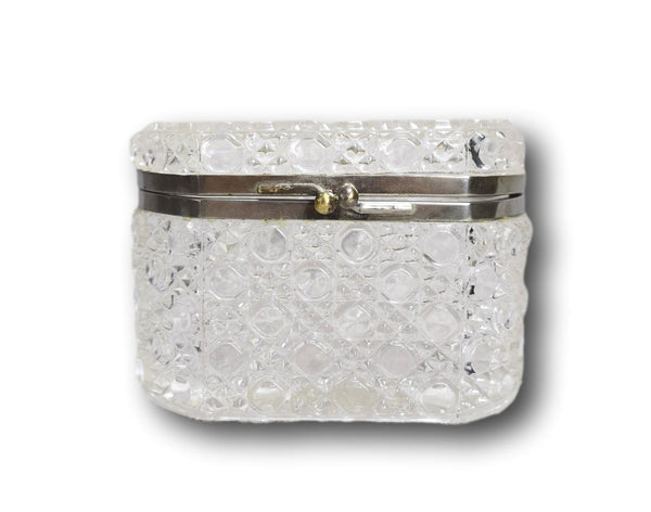 Diamond Cut and Cabochon Crystal Casket Jewelry Vanity Hinged Box