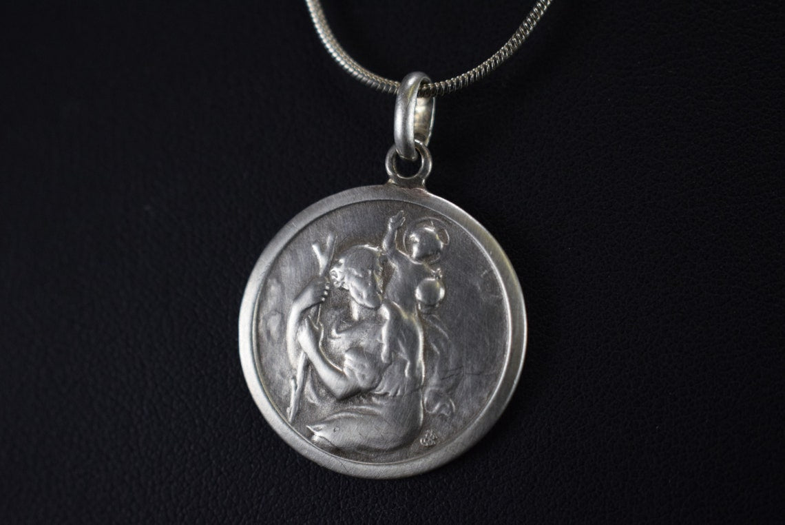 Saint Christopher Sterling Silver Pendant Locket Medal