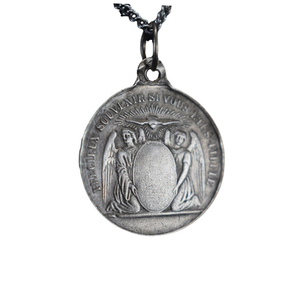 First Communion Medal Sterling Silver Pendant Angels