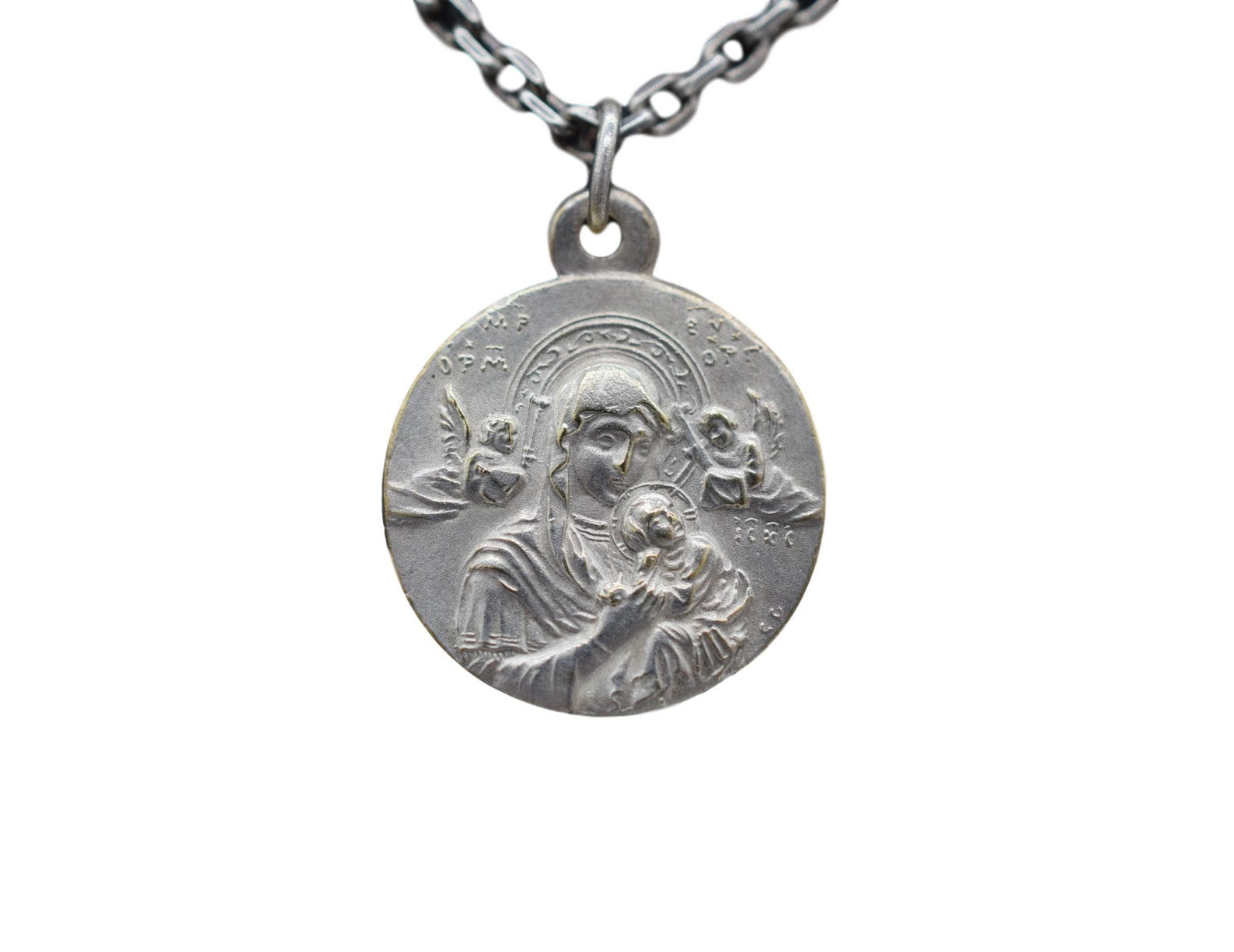 Madonna and Child Icon Medal Mary Orthodox Pendant Pope pie XII