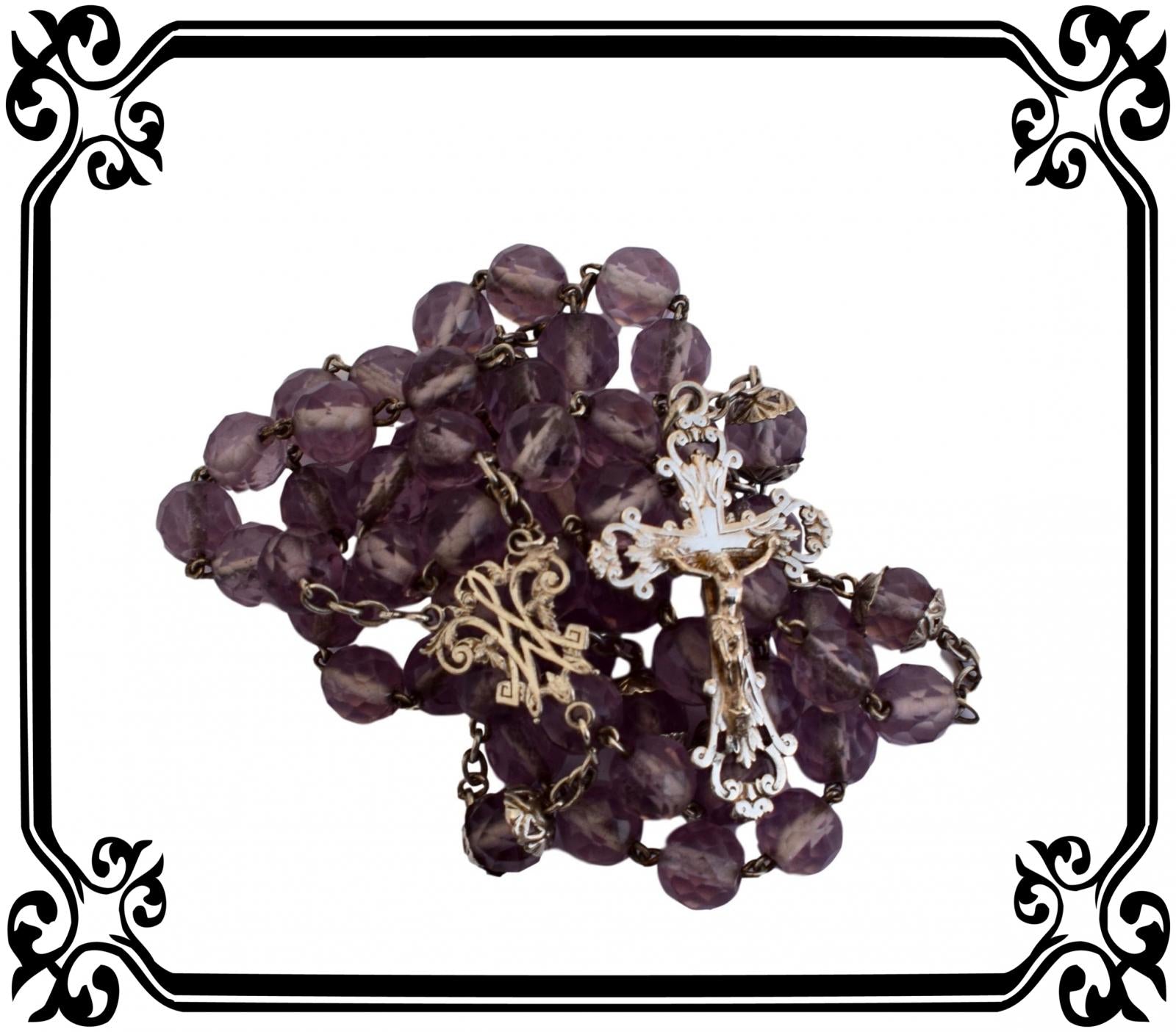 Art Nouveau Silver Rosary - Charmantiques