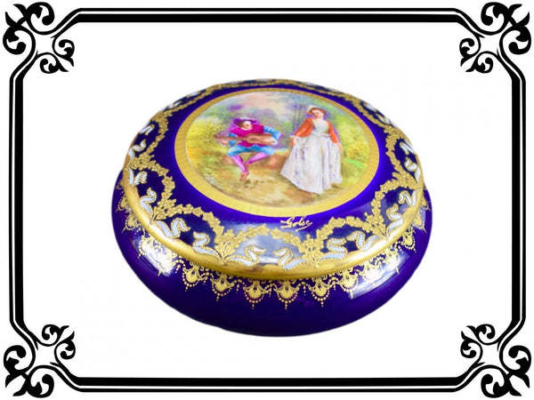 French Vintage Hand Painted Porcelain Box