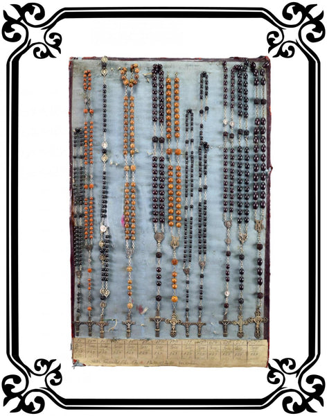 Vintage French Rosary display in corozo