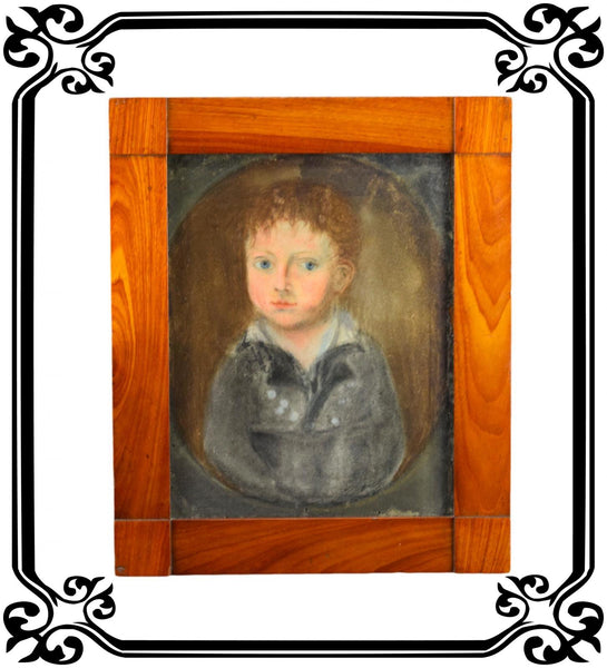 Vintage French Oil Painting Portrait of a Child Empire period 