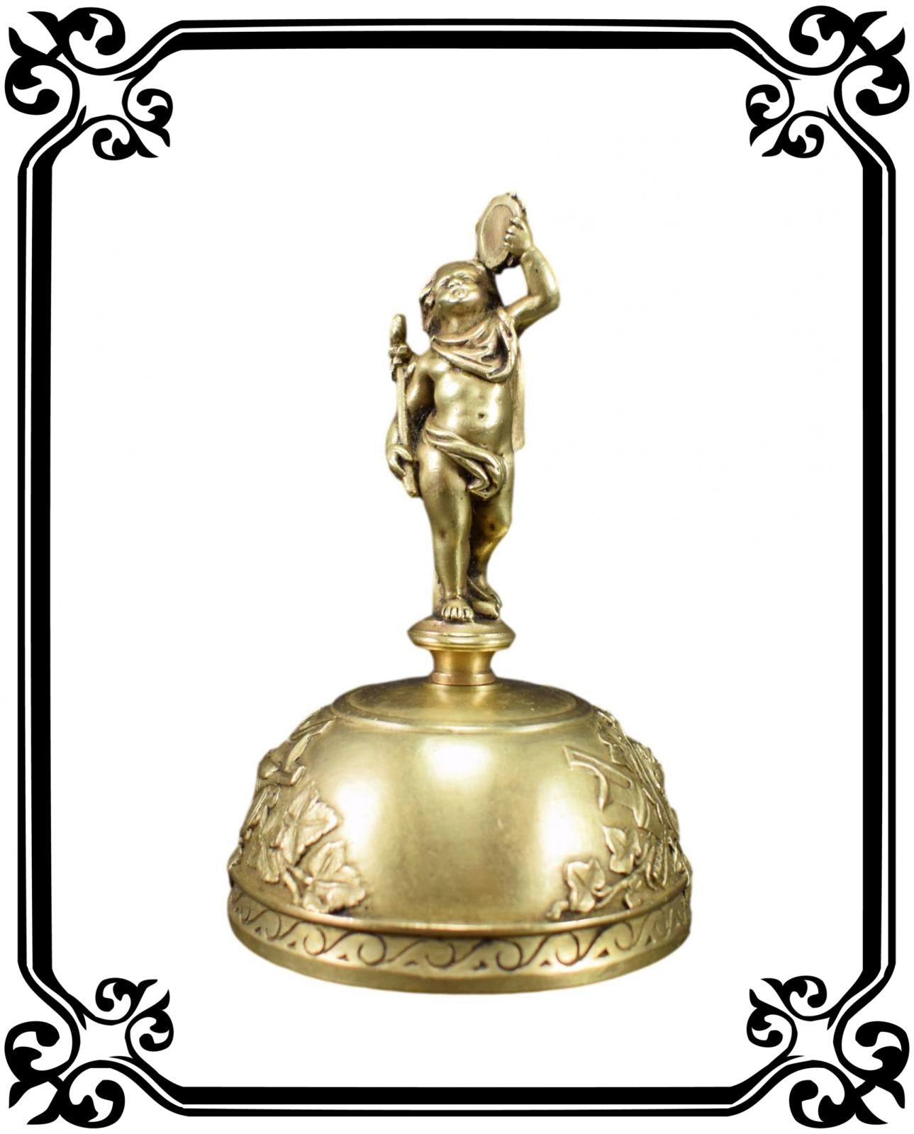 Vintage French Bronze table bell Cherubin Musician 19th