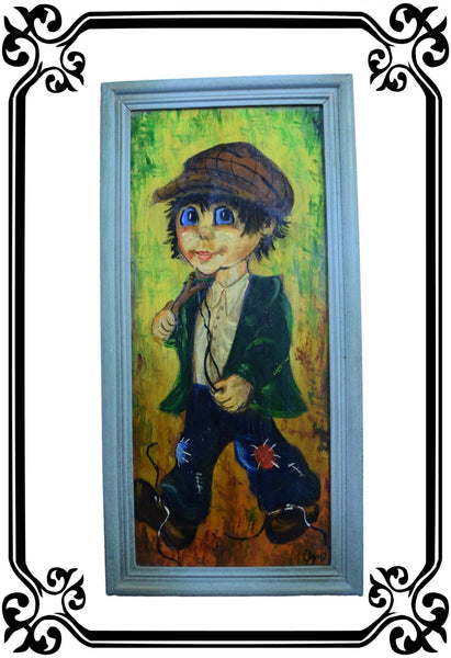 Oil painting humorous Paris Montmartre - Boy