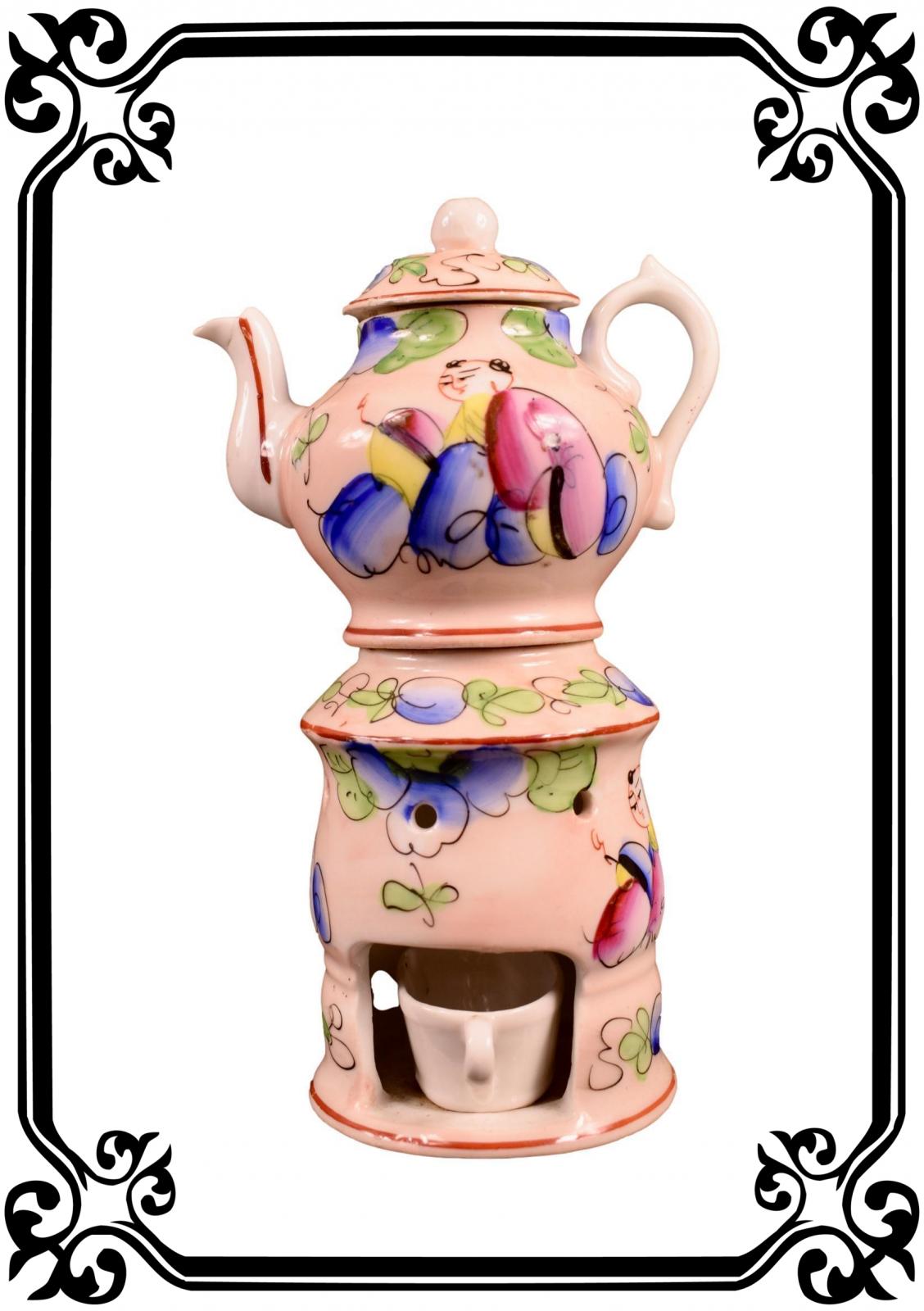 Small herbal tea pot Bayeux porcelain
