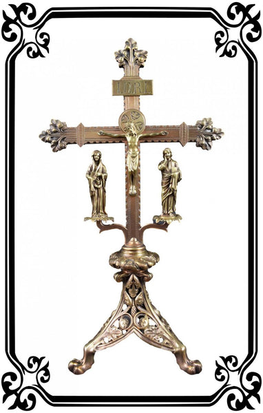 Rare Gothic Crucifix Bronze Goldsmith A. CHERTIER Paris