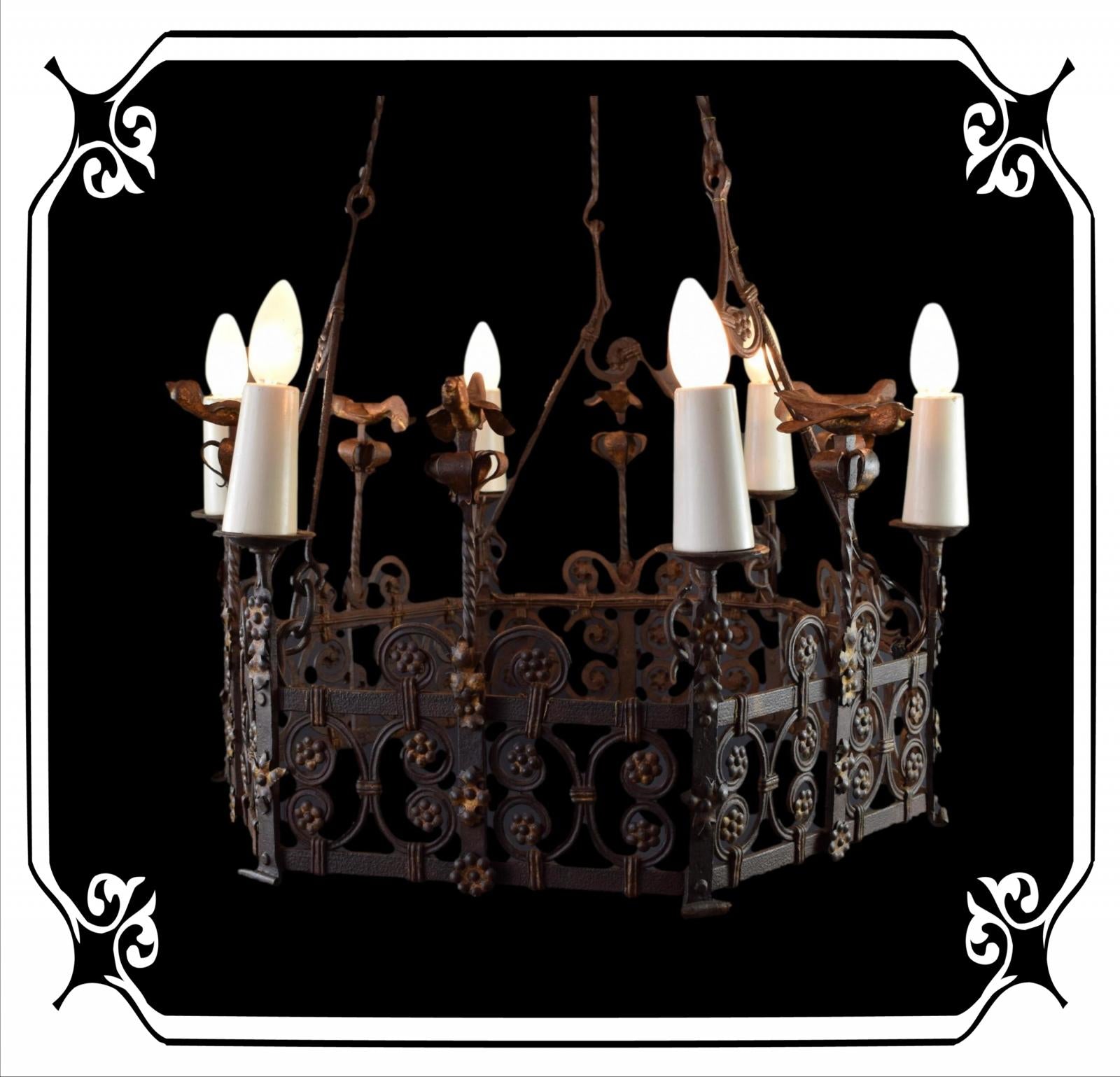 Large chandelier High Period Wrought iron