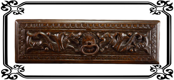 VINTAGE Antique French Carved Wood Pediment Drawer Pull Front